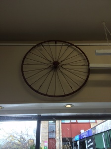 An old wagon wheel 